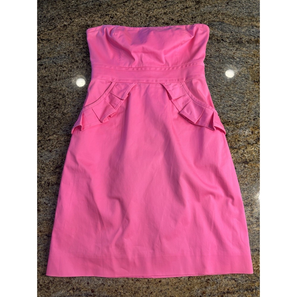 J. Crew‎ Size 2 Women's Hot Pink Bodycon Ruffle Sleeveless Dress Barbiecore